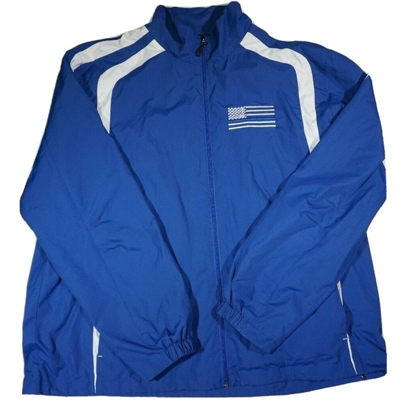Sport-Tek Other - Sport-Tek Men 2XL Embroidered‎ THIN BLUE LINE Police Flag Windbreaker Jacket EUC